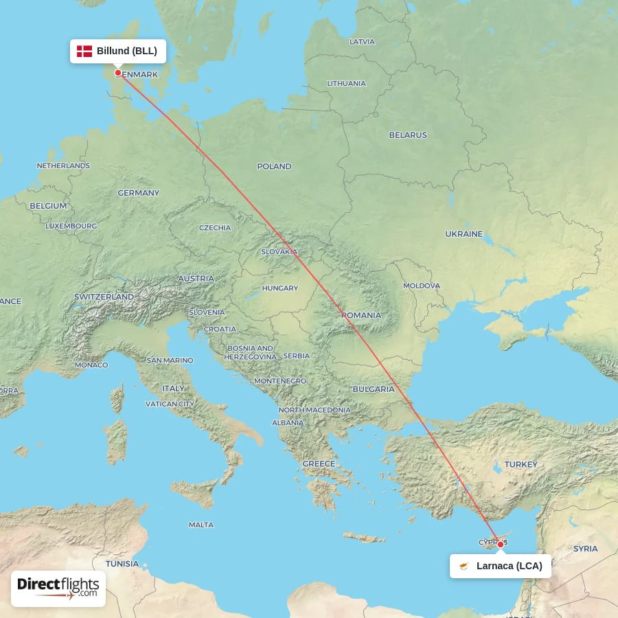 BLL - LCA route map