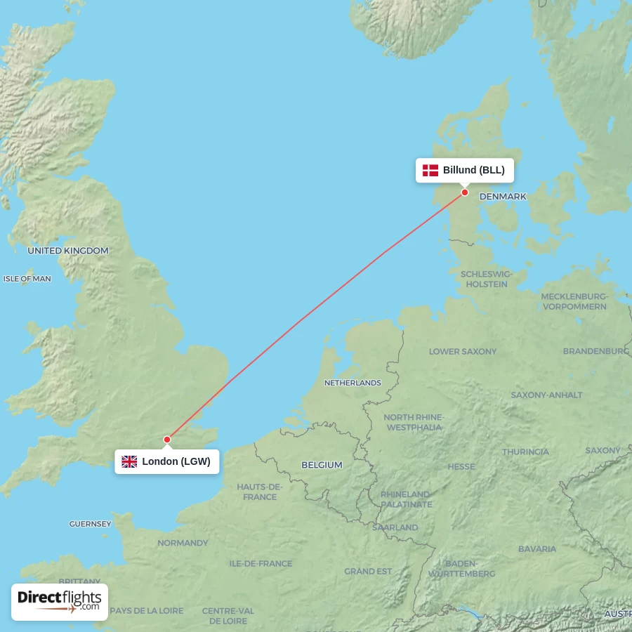 BLL - LGW route map