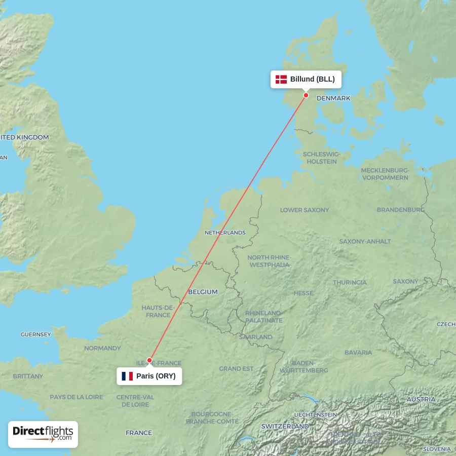 BLL - ORY route map