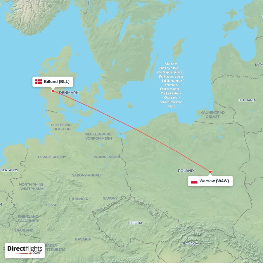 BLL - WAW route map