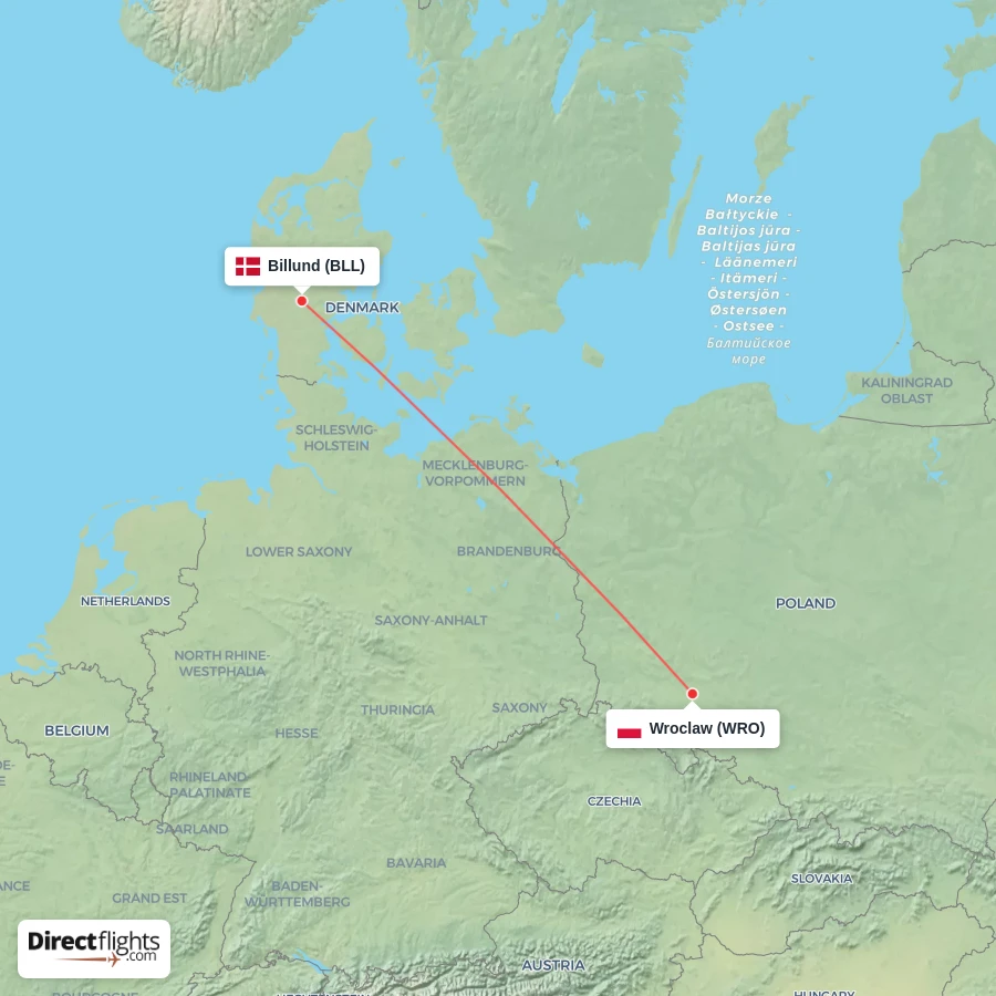 BLL - WRO route map