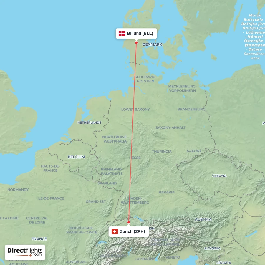 BLL - ZRH route map