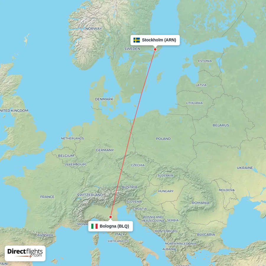 BLQ - ARN route map