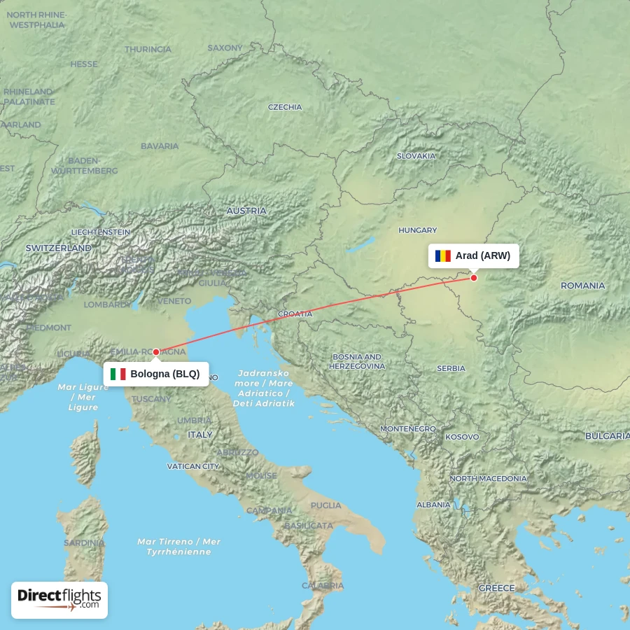 BLQ - ARW route map