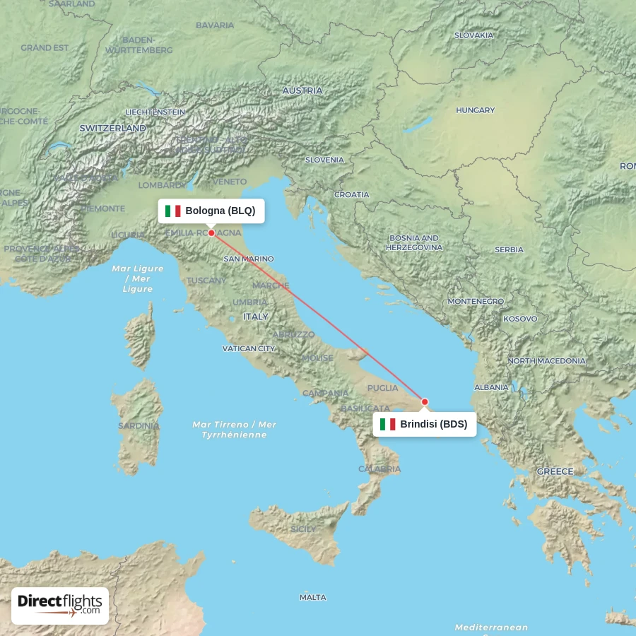BLQ - BDS route map