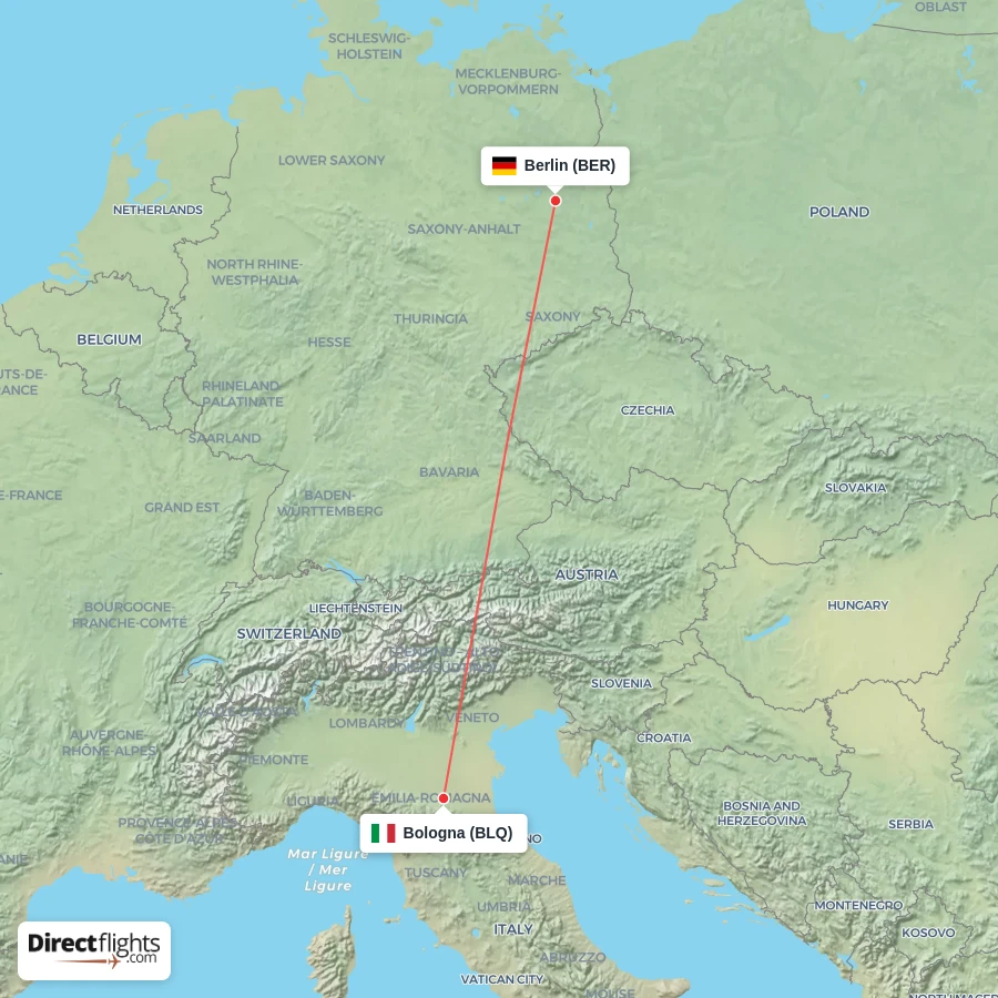 BLQ - BER route map