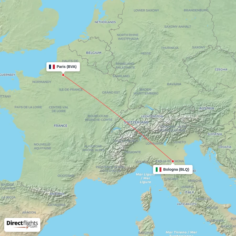 BLQ - BVA route map