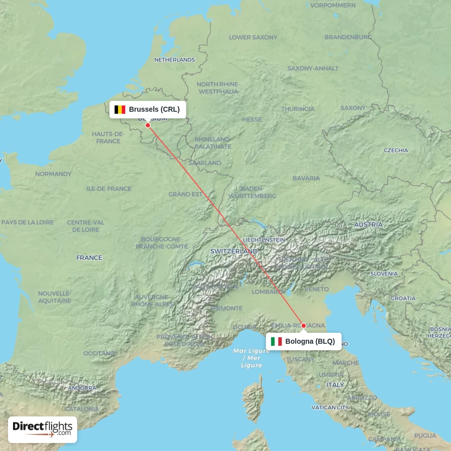 BLQ - CRL route map