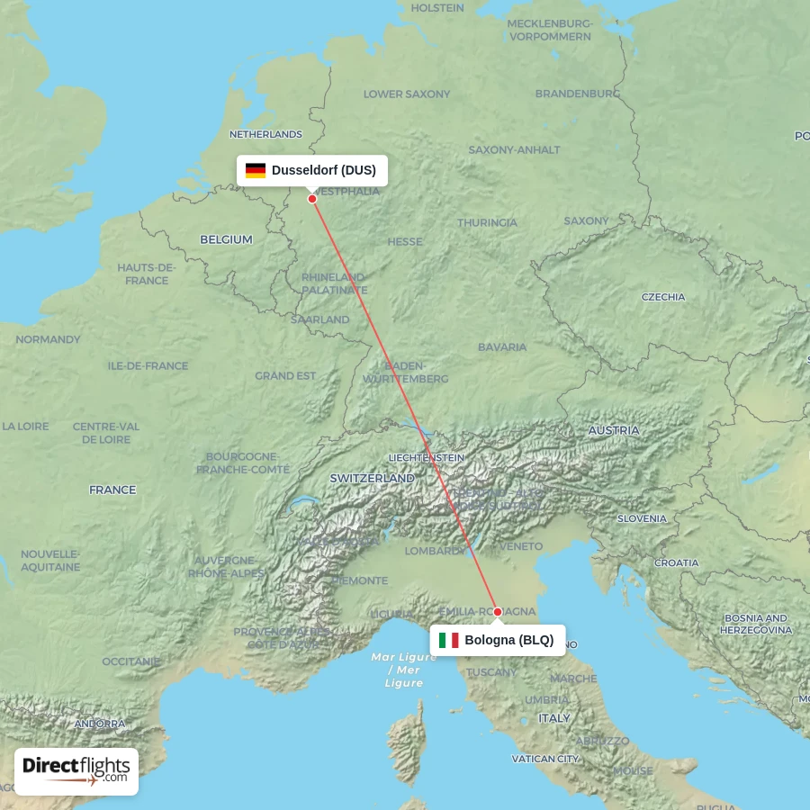 BLQ - DUS route map