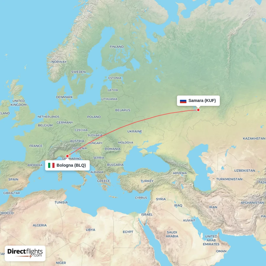 BLQ - KUF route map