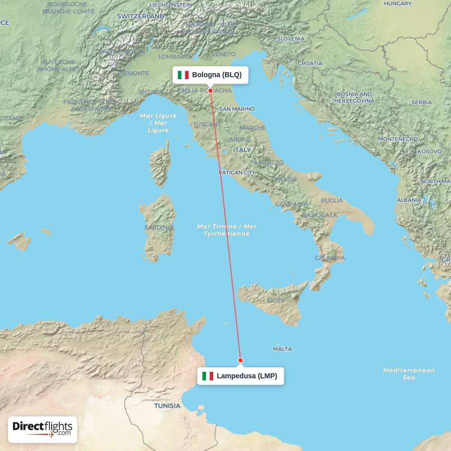 BLQ - LMP route map