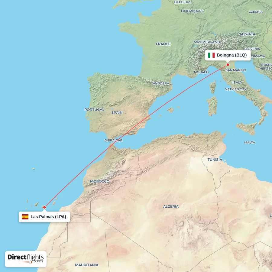 BLQ - LPA route map