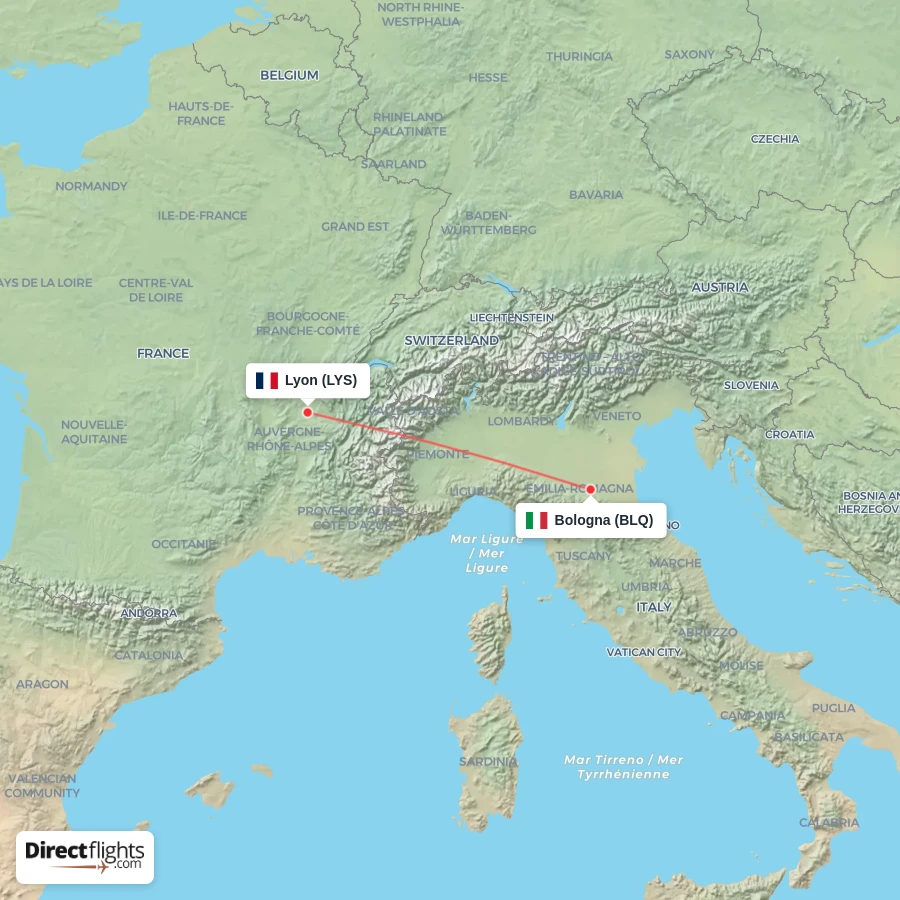 BLQ - LYS route map