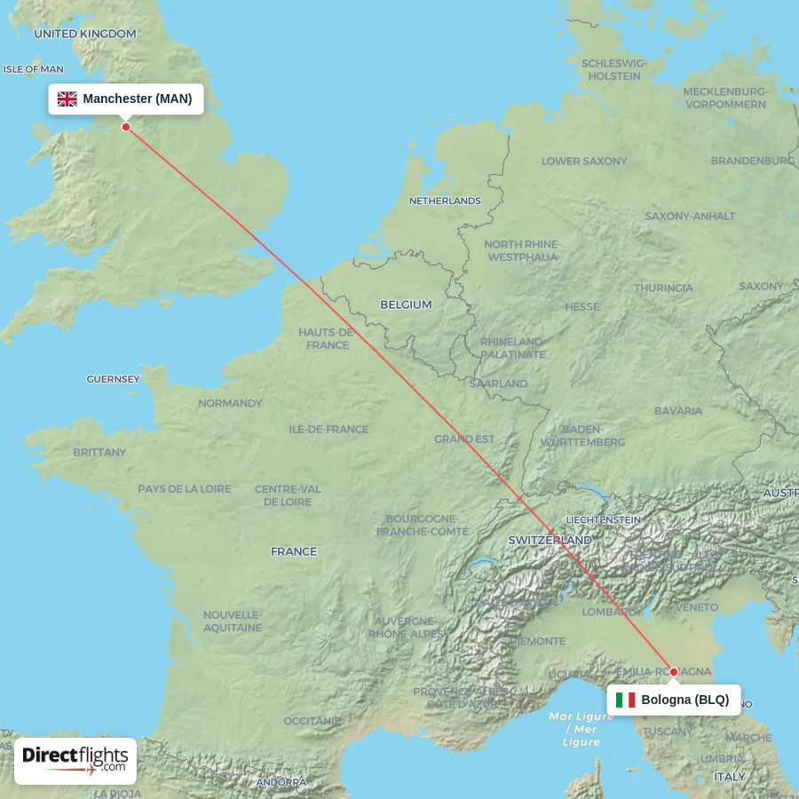 BLQ - MAN route map