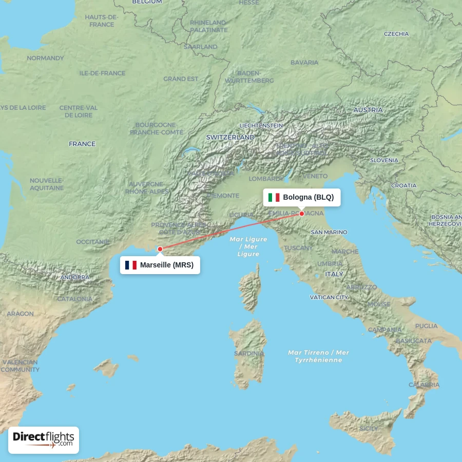 BLQ - MRS route map