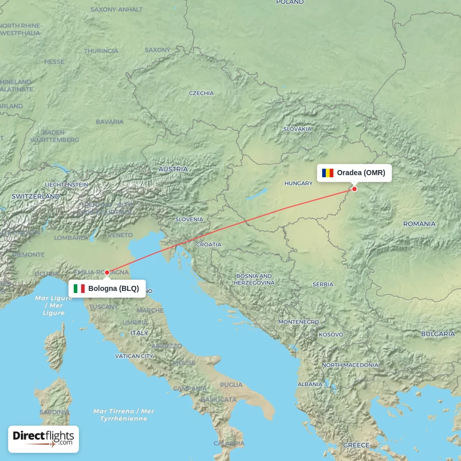 BLQ - OMR route map