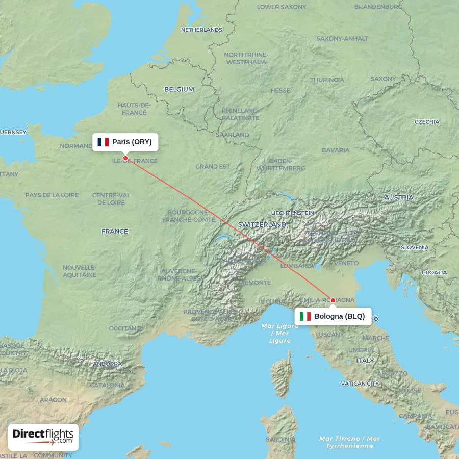 BLQ - ORY route map