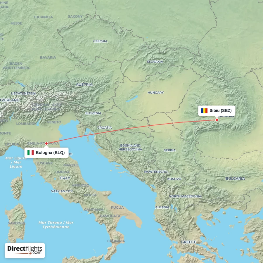 BLQ - SBZ route map