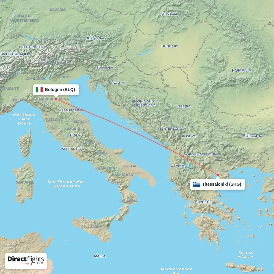 BLQ - SKG route map
