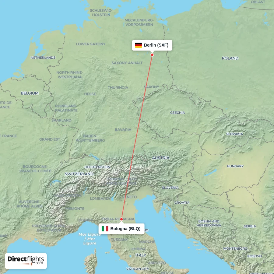 BLQ - SXF route map