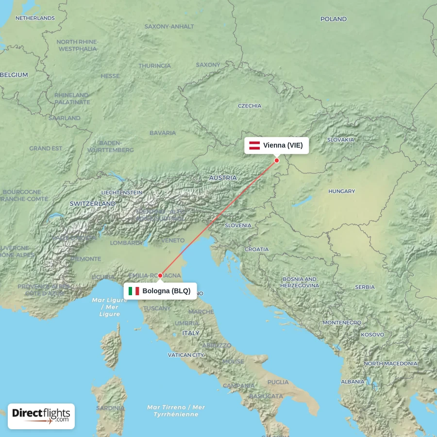BLQ - VIE route map
