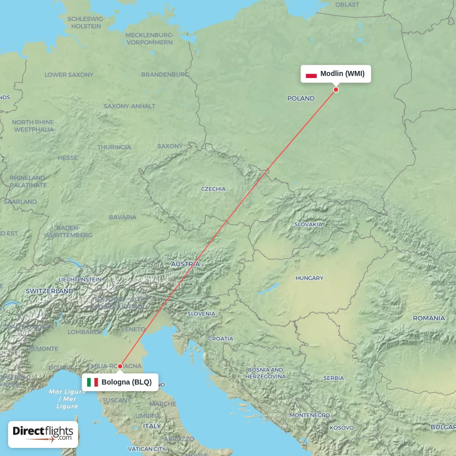 BLQ - WMI route map
