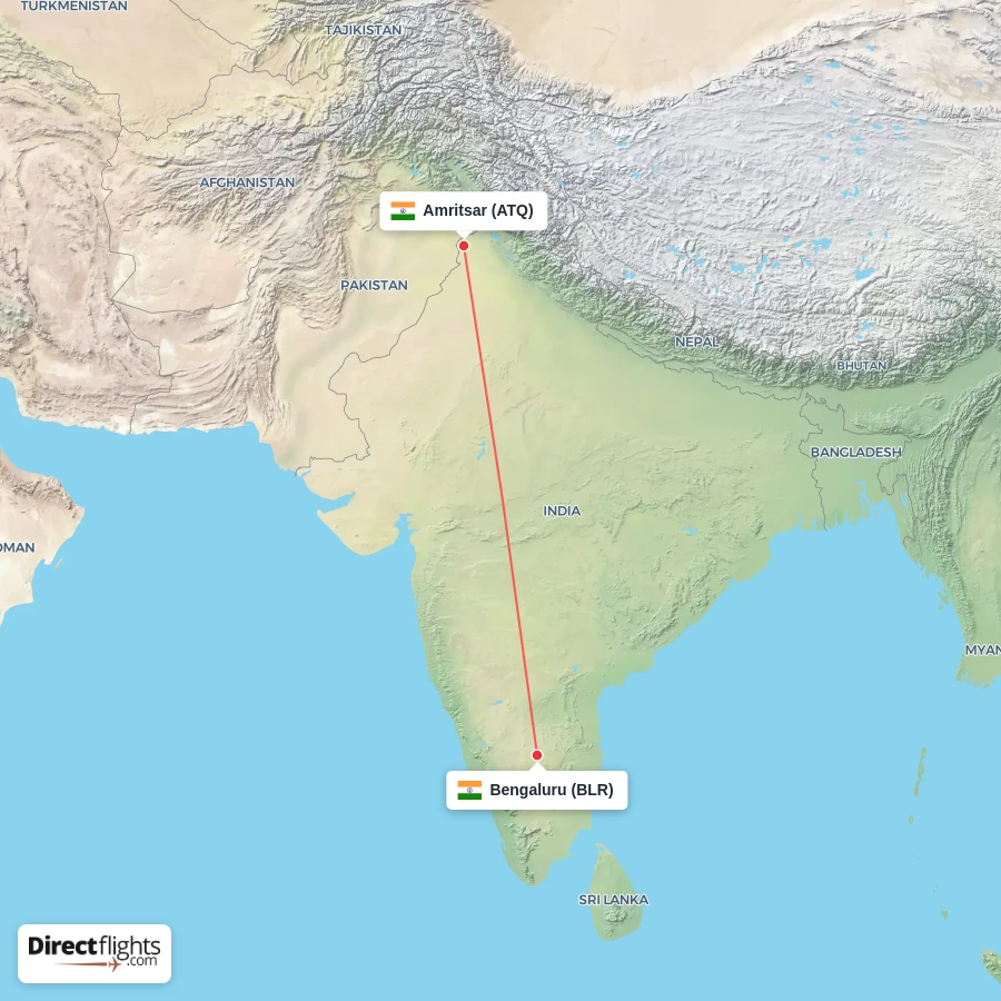 BLR - ATQ route map