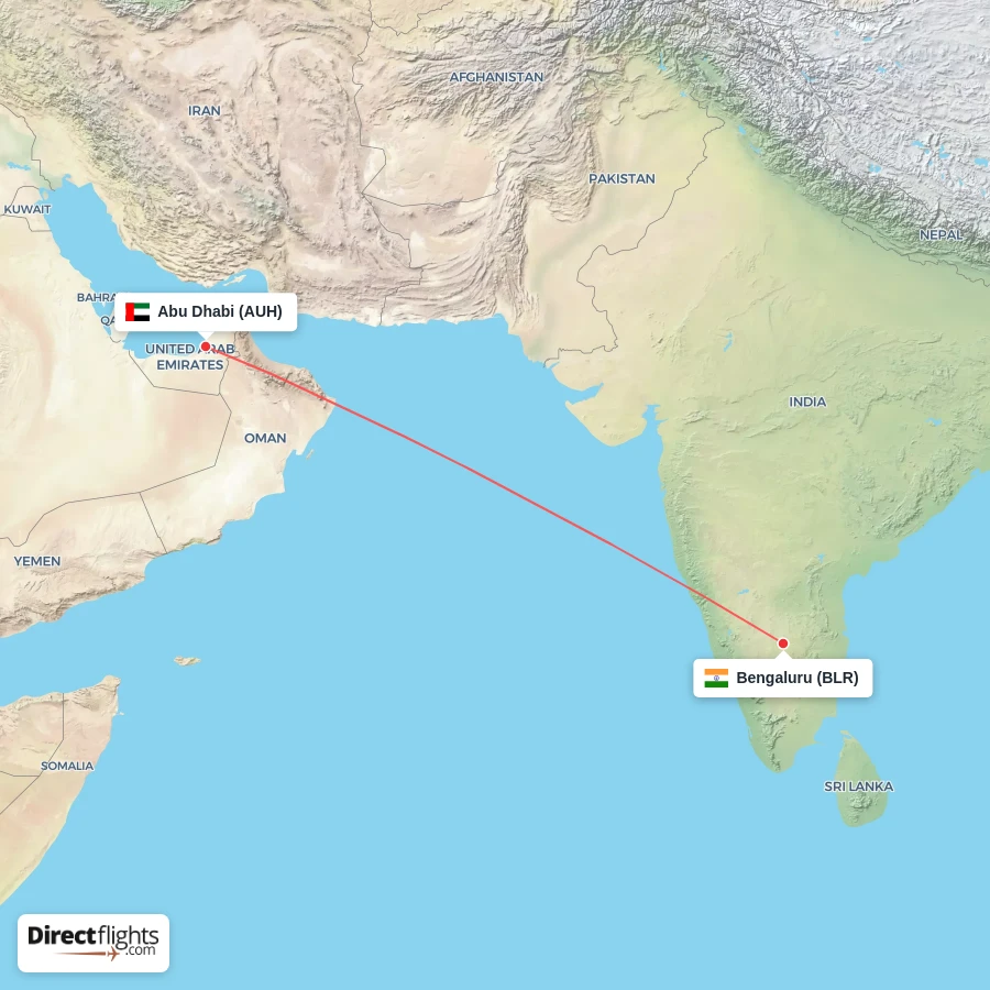 BLR - AUH route map