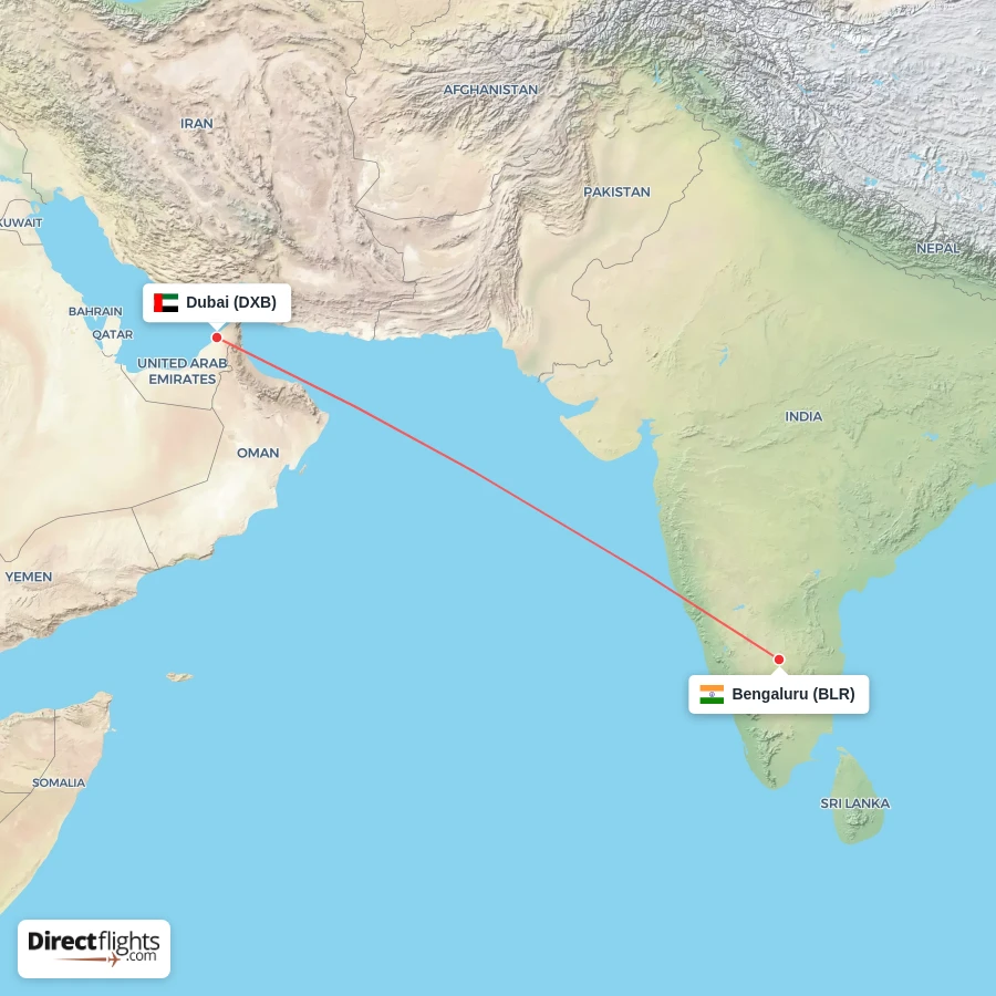 BLR - DXB route map