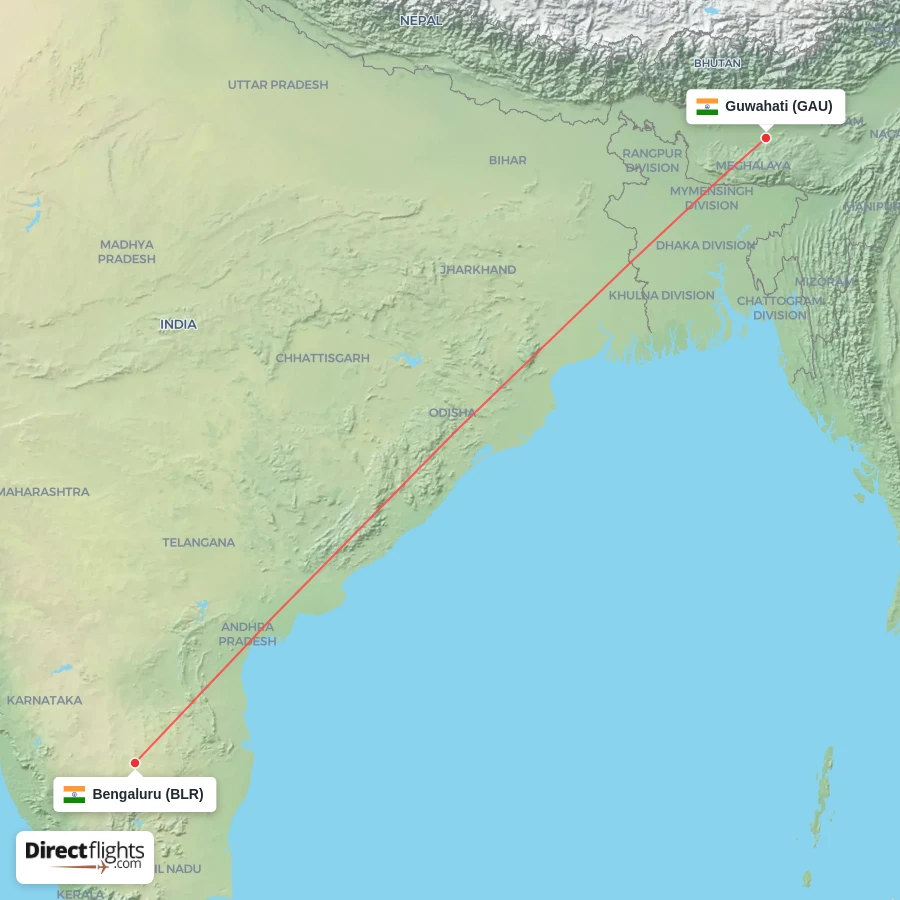 BLR - GAU route map