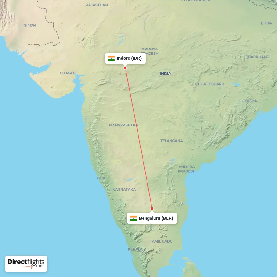 BLR - IDR route map