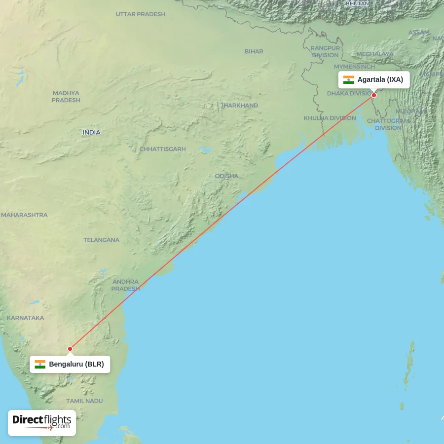 BLR - IXA route map