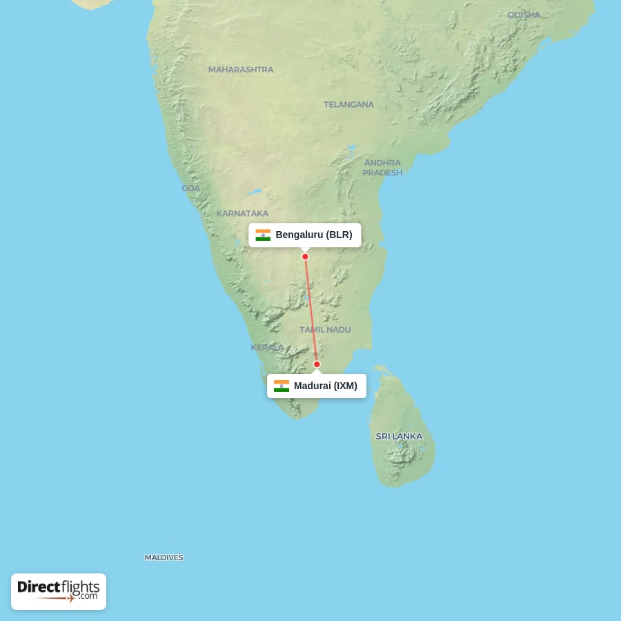 BLR - IXM route map