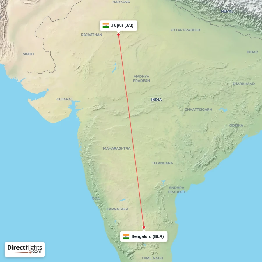 BLR - JAI route map