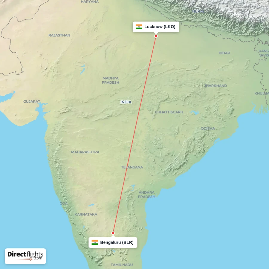 BLR - LKO route map