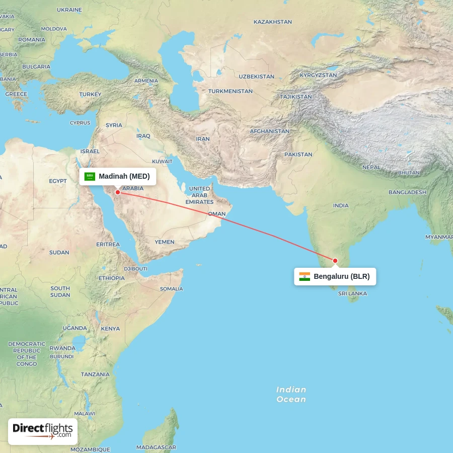 BLR - MED route map