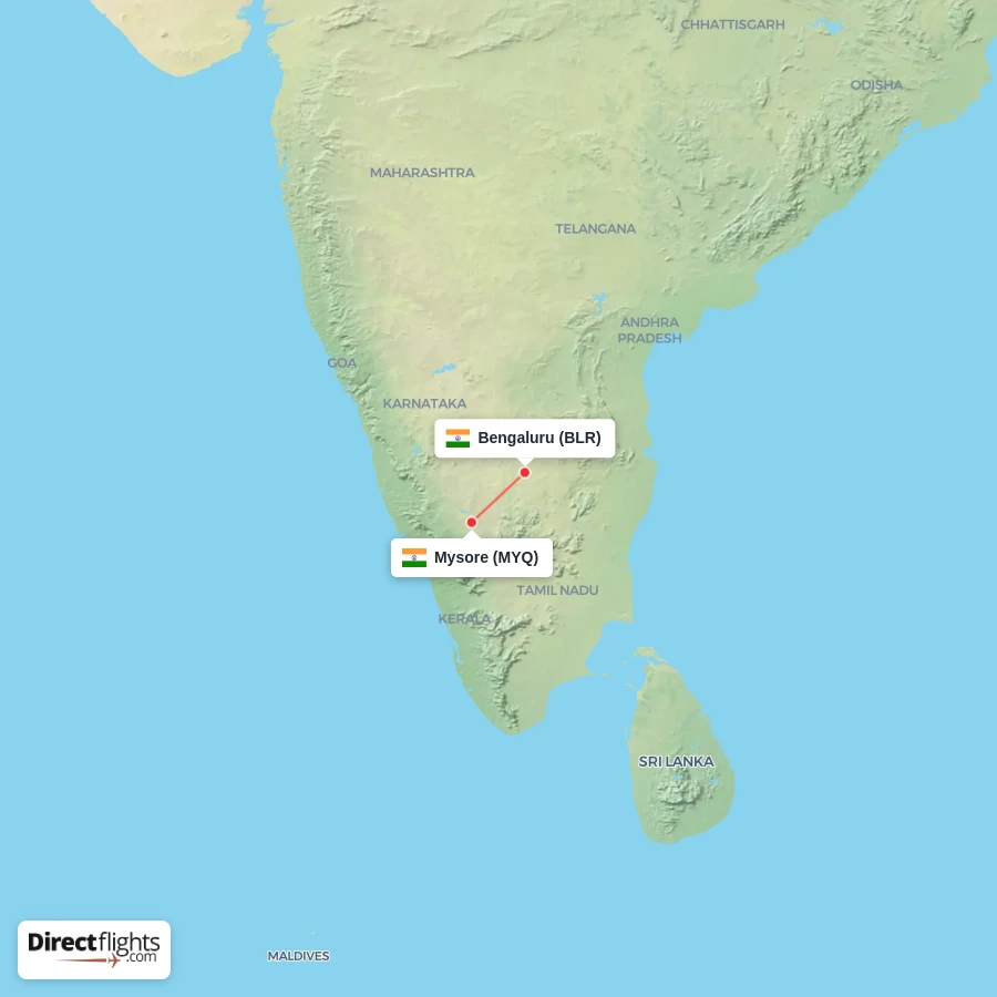 BLR - MYQ route map
