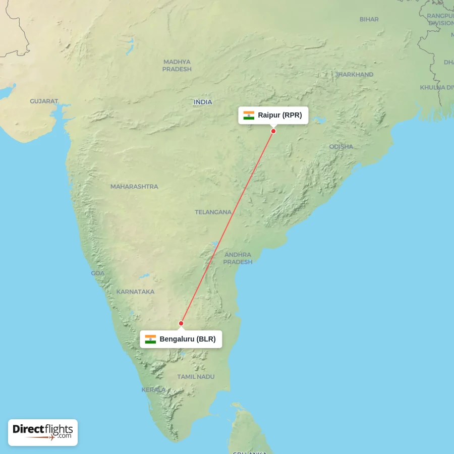 BLR - RPR route map