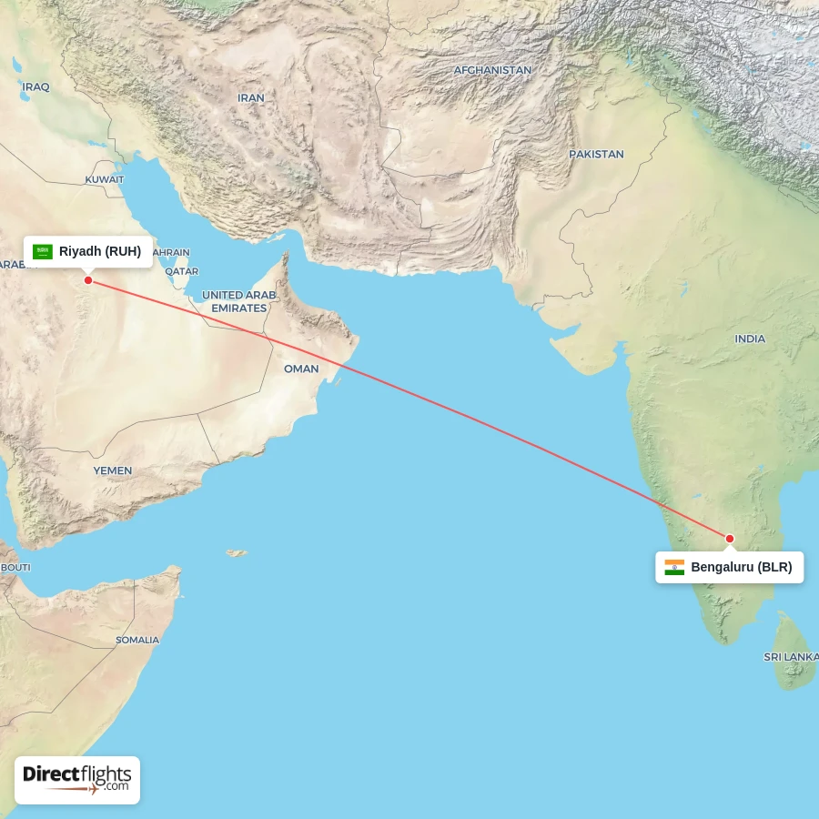 BLR - RUH route map