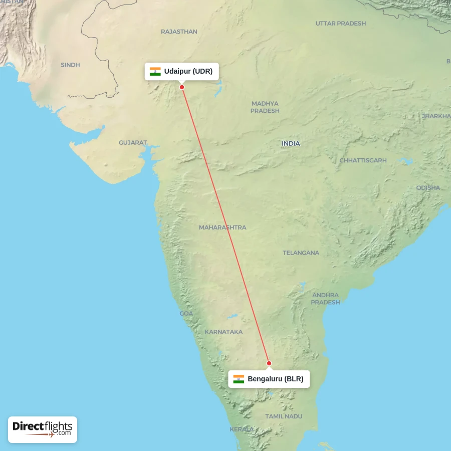BLR - UDR route map