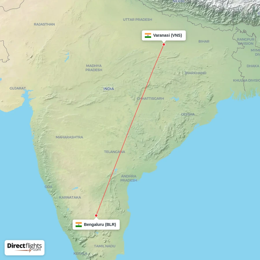 BLR - VNS route map