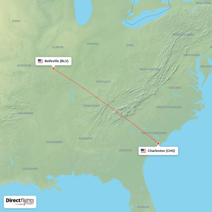 BLV - CHS route map