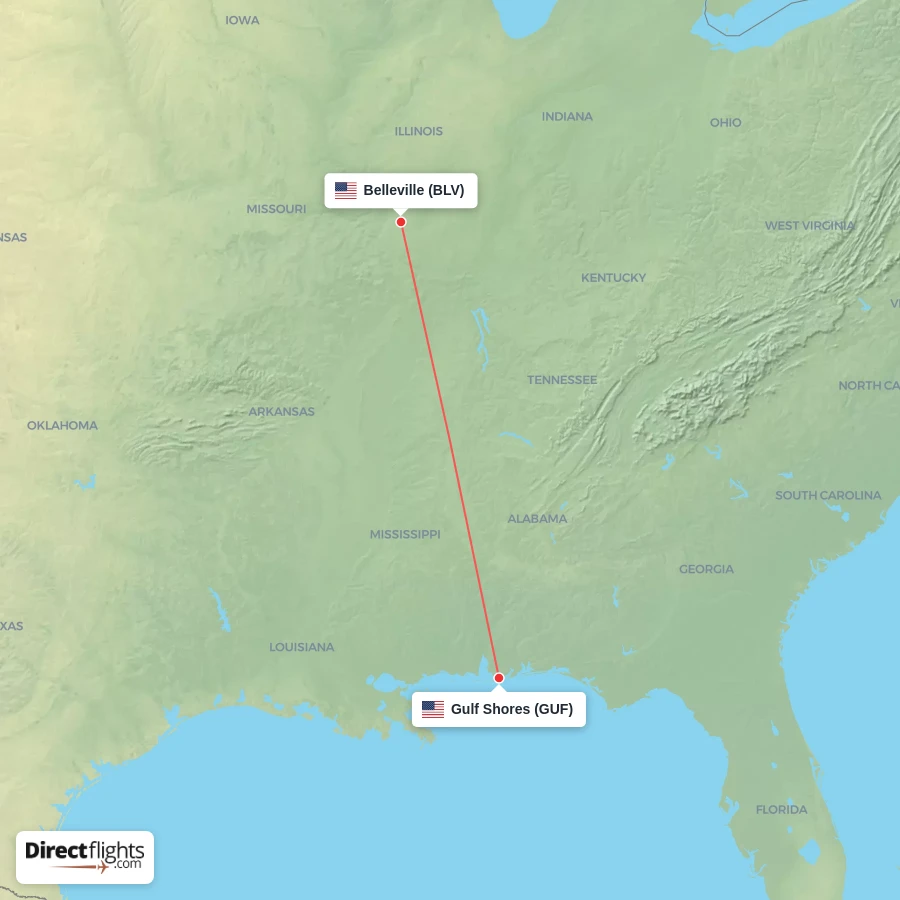 BLV - GUF route map