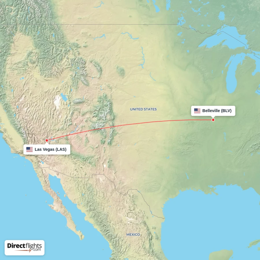 BLV - LAS route map