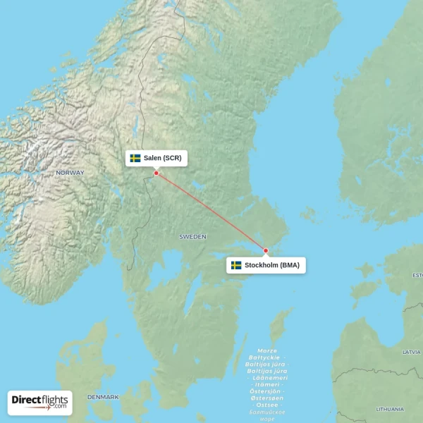 Stockholm - Salen direct flight map
