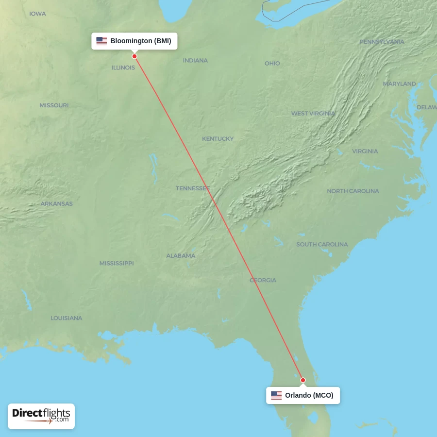 BMI - MCO route map