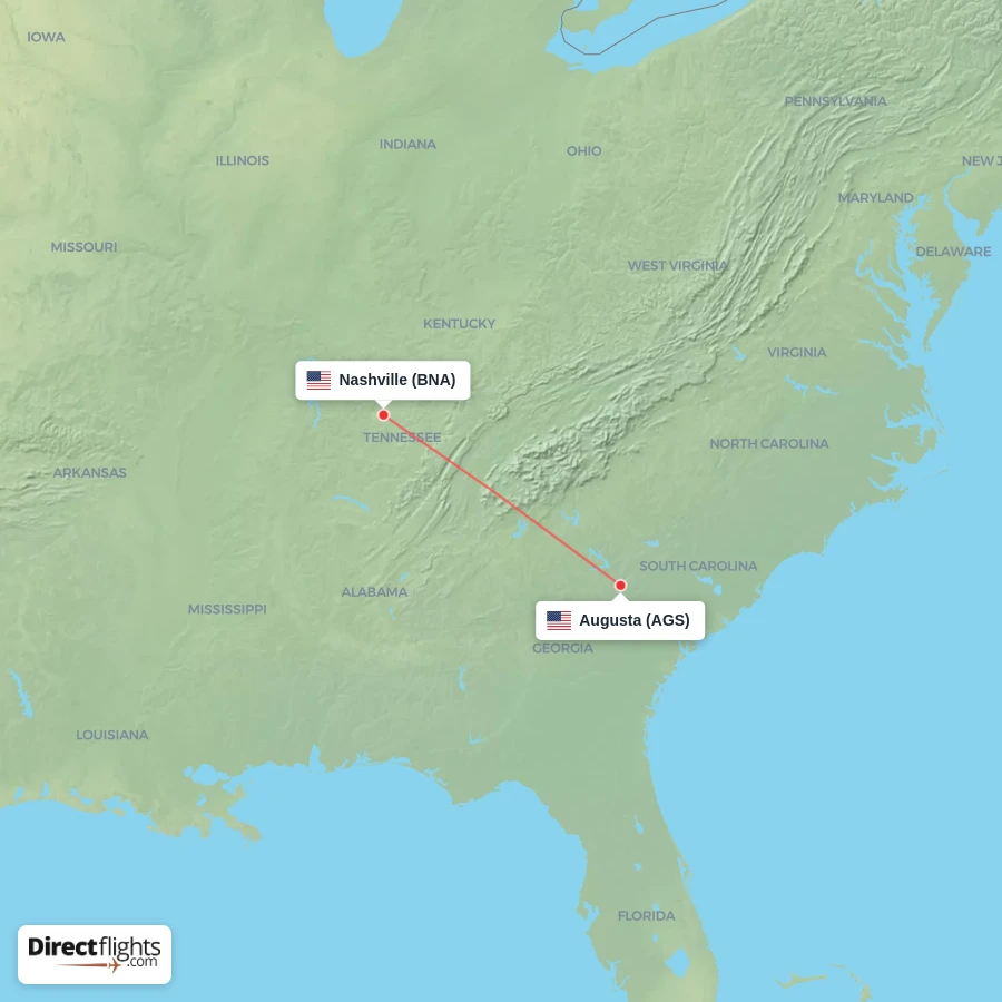 BNA - AGS route map
