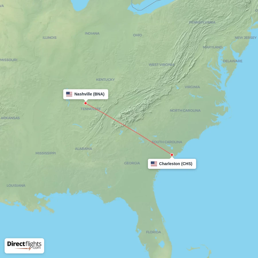 BNA - CHS route map