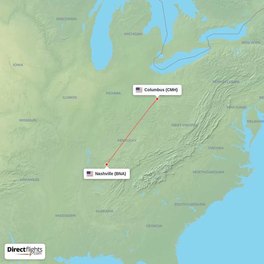 BNA - CMH route map