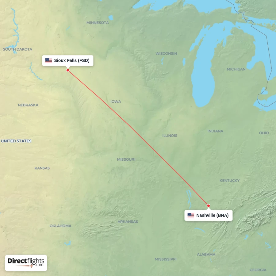 BNA - FSD route map